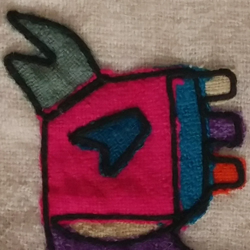 VINTAGE BOLIVIAN WOOL APPLIQUE BOHO WOVEN WOOL KOKOPELLI WALL HANGING